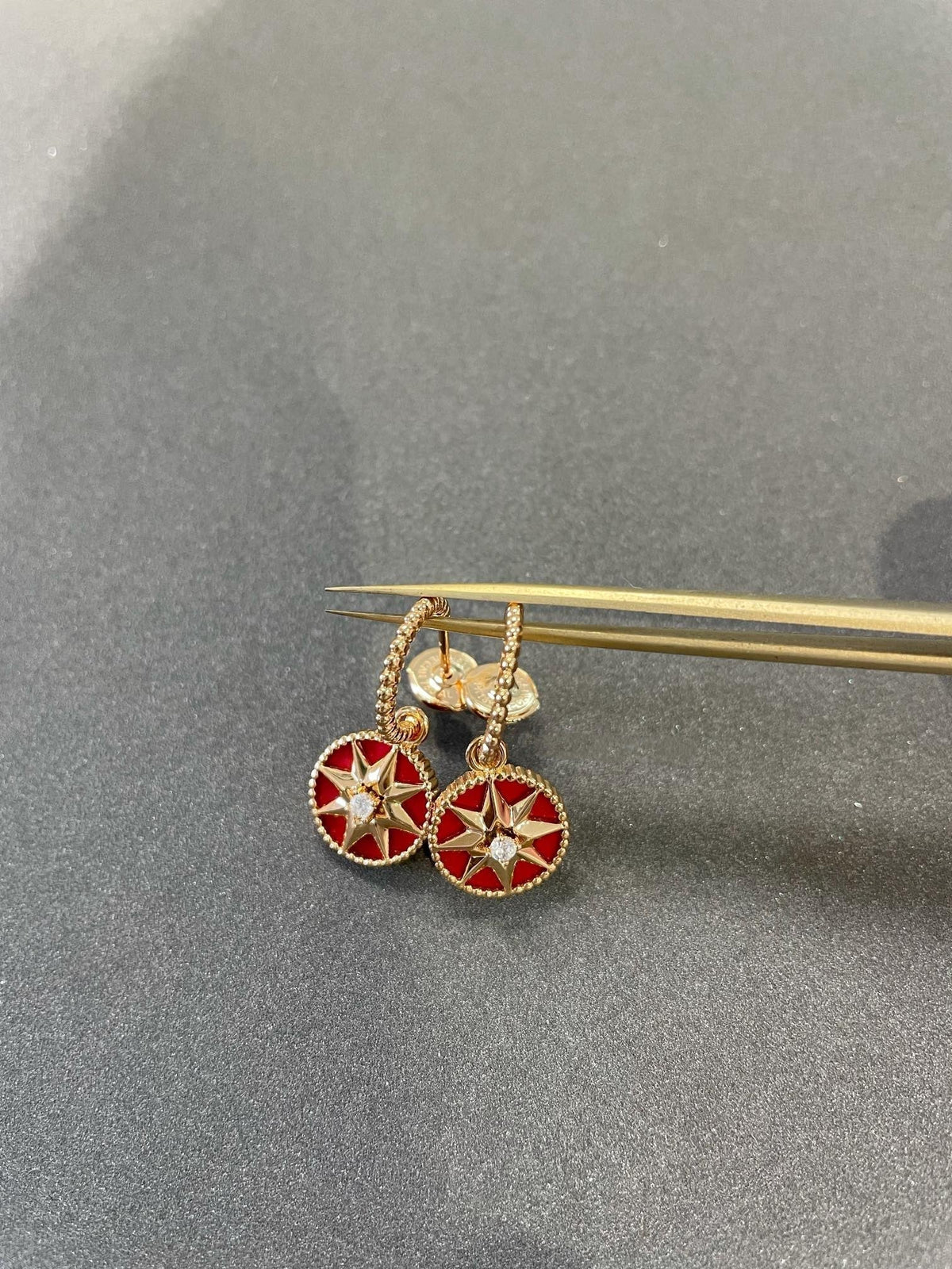 Dior Lucky Star Pink Gold Carnelian Earrings - Style 2