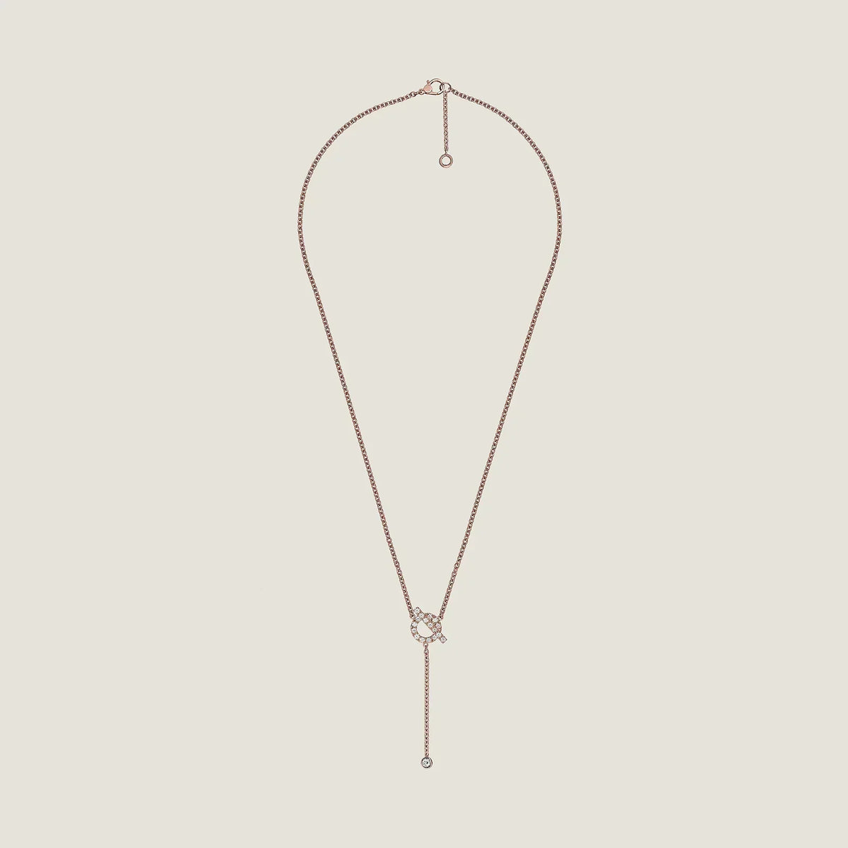 Hermes Finesse Pink Gold Cubic Zirconia Necklace