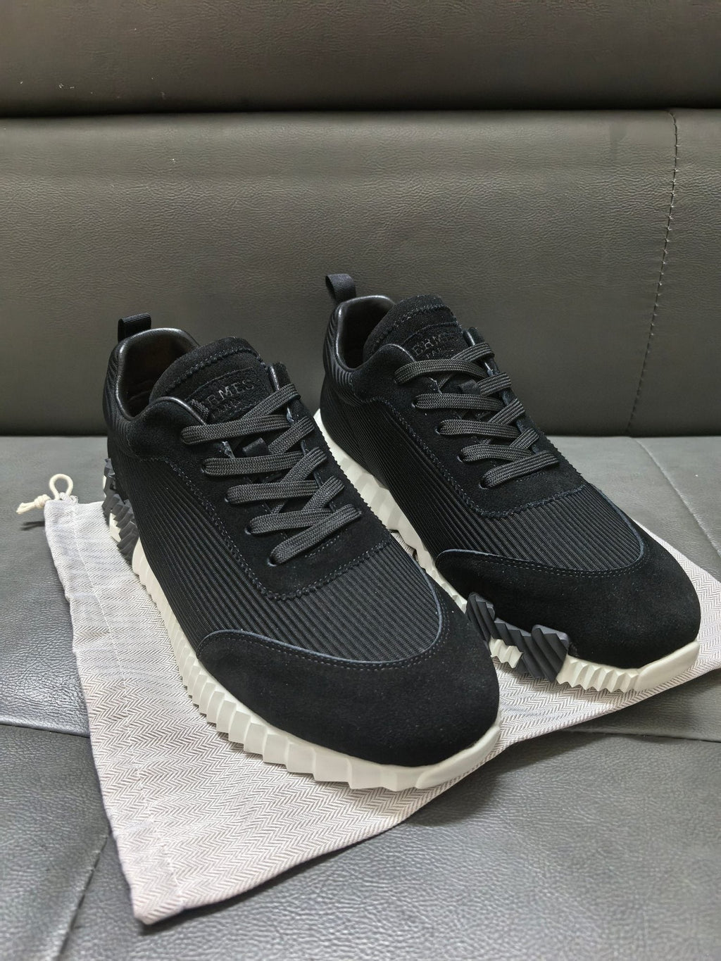 Black Knit-Style Low-Top Sneakers — hero