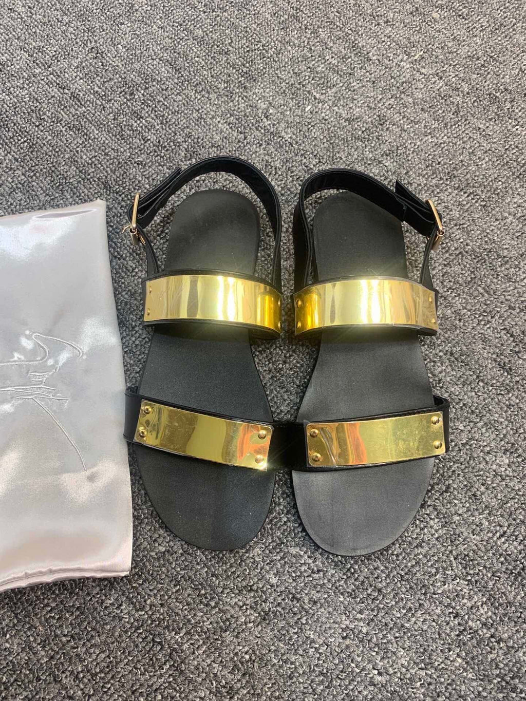 Giuseppe Zanotti Black Gold-Tone Open-Toe Sandals — hero