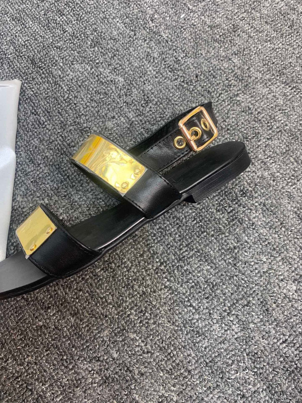 Giuseppe Zanotti Black Gold-Tone Open-Toe Sandals — side