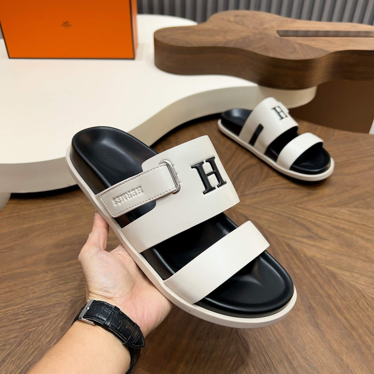 Hermès Two-Strap Slide Sandals — model